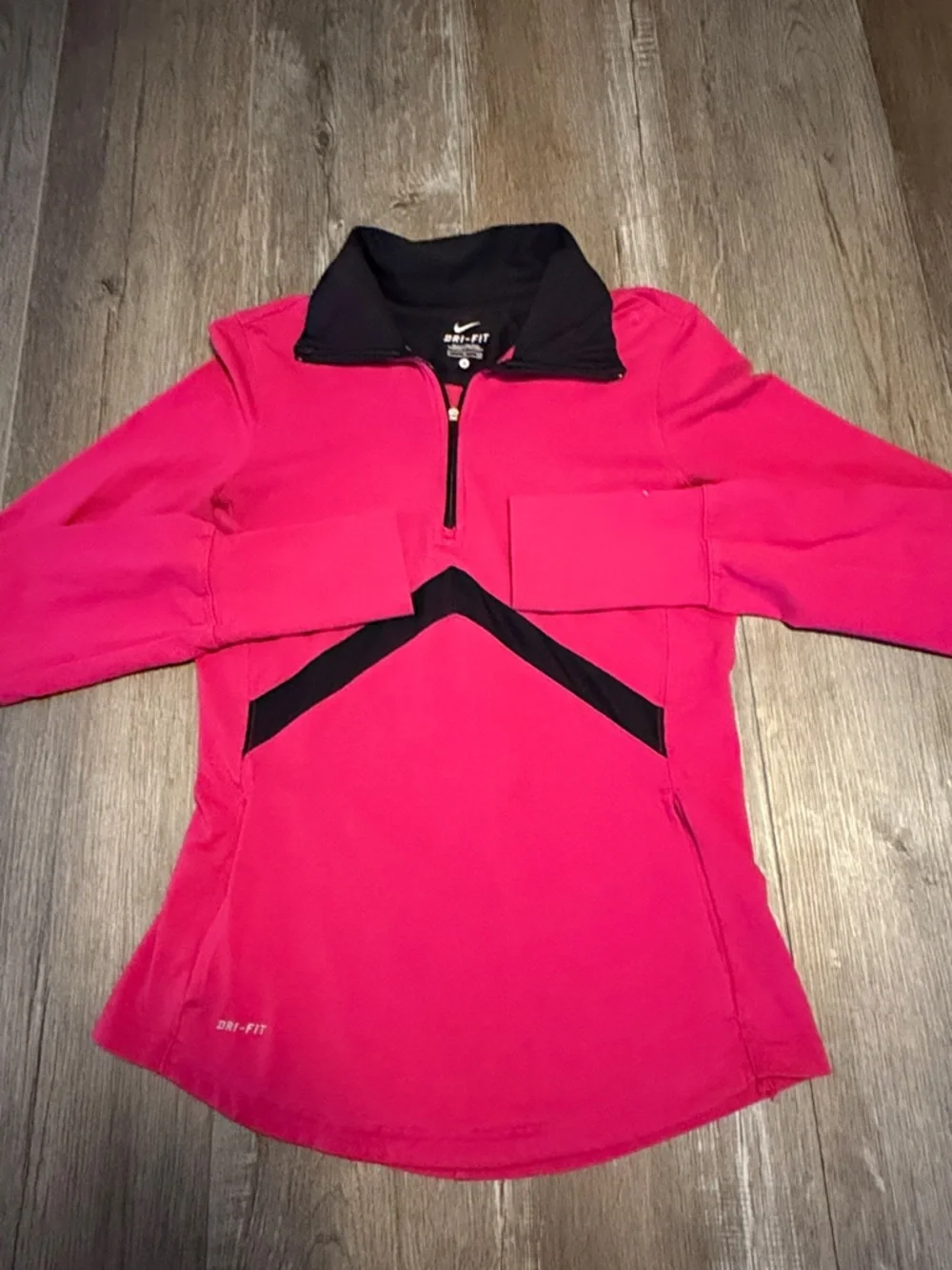Nike Dri Fit Pink and Black Quarter-Zip Athletic Pullover